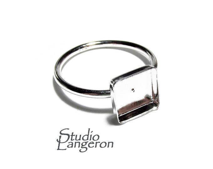925 sterling silver blank ring with bezel cup 8x8mm size 4, 5, 6, 7, 8, 9, 10, 11, silver ring, bezel cup, setting, base ring - 1 piece