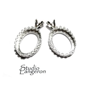 12x16 mm size 925 Sterling Silver blank pendant, Bezel cup, Jewelry making, Setting, Oval bezel cup, Base pendant, Silver pendant - 1 piece