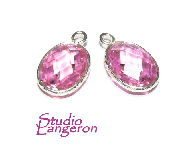 925 sterling silver oval pendant 10x14 mm with Rose topaz, pendant silver, oval pendant, bezel cup, Jewelry making, Rose topaz - 1 piece