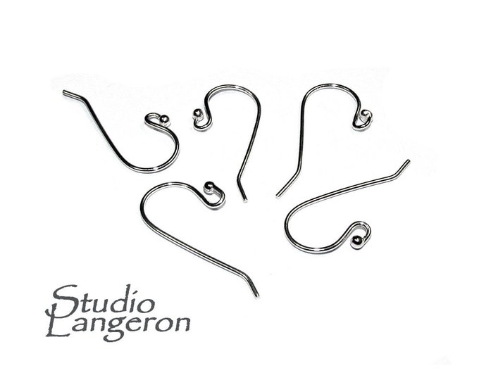 925 Sterling Silver Ear Wire with Loop and Ball End, Jewelry making, Silver earrings, Sterling silver, Earring component - 1 pair (2 pieces)