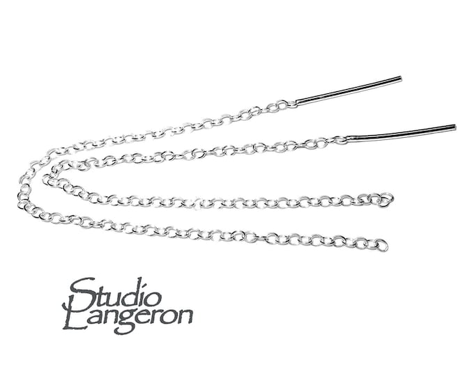 925 Sterling silver Cable Chain Ear Thread, Earrings components, Silver Earrings, Sterling silver, Jewelry making - 1 pair (2 pieces)