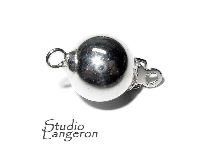 925 Sterling silver Bead smooth Safety Clasp size 8 mm, Silver bead clasp, Jewelry making, Silver Clasp, 925 Sterling silver - 1 piece