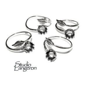925 sterling silver open blank ring with bezel cup for cabochon 6 mm, silver ring, base ring, Jewelry making, setting, ring - 1 piece