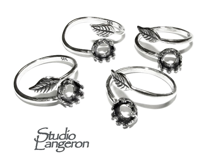 925 sterling silver open blank ring with bezel cup for cabochon 6 mm, silver ring, base ring, Jewelry making, setting, ring - 1 piece
