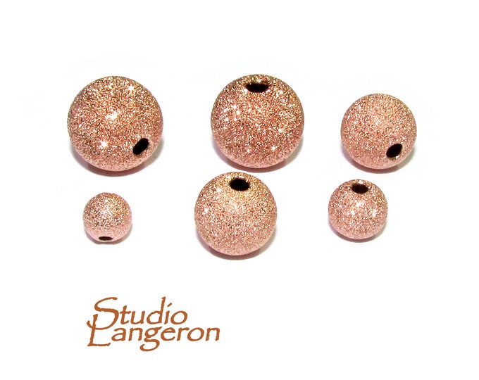 14K rose gold filled stardust round beads, size 3, 4, 5, 6, 8, 10 mm, Beads, Stardust beads, Rose Gold Filled, Jewelry making - 1 piece