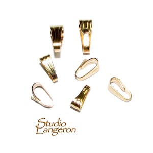 14K Solid gold Snap-On Small 5.2x2.0 mm pendant Bail, Solid gold snap-on Bail, Bail gold 14K, Bail findings, Gold Pendant bail - 1 piece