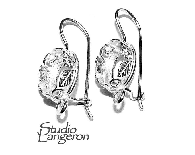 8x10 mm size 925 sterling silver blank earrings with bezel cup, Setting, bezel cup, base earrings, Jewelry making - 1 pair (2 pieces)