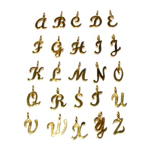 1-gold UPPERCASE Letter Alphabet Beads Pick Your Letter Shiny Long Lasting  Gold Plated Simple Monogram Initial Letter AL016-AL017 