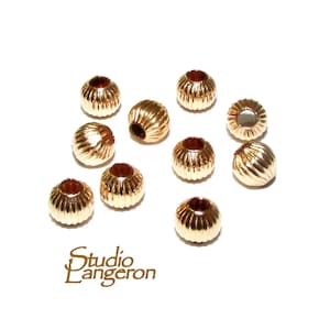 10 piezas 14K Oro Amarillo relleno Cuentas Corrugadas 4 mm, Cuentas, Cuentas Corrugadas, Cuentas Espaciadoras, Fabricación de Joyas, 14/20 Oro relleno