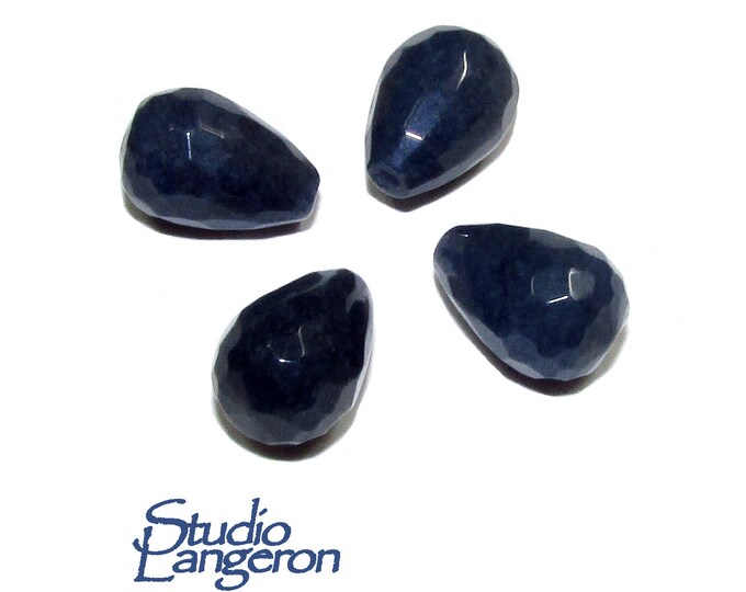 Natural African sapphire Teardrop faceted half drilled Beads size 12x8 mm, Natural sapphire, Half Drilled Beads, Jewelry making - 1 piece