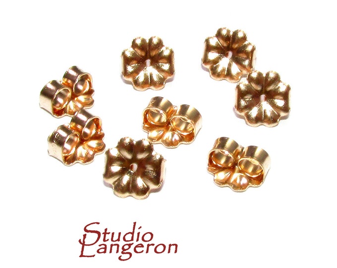 14K Rose Gold Filled large Friction Ear Nuts, Earring Backs, Earring components, Jewelry making, Rose gold filled - 1 pair (2 pieces)