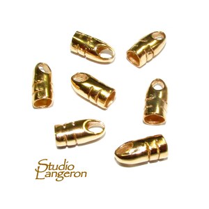 14K Gold filled End Caps size 3.0 mm, End caps for cord, Gold filled end cap, End caps, Gold Filled, Jewelry making - 1 pair (2 piece)
