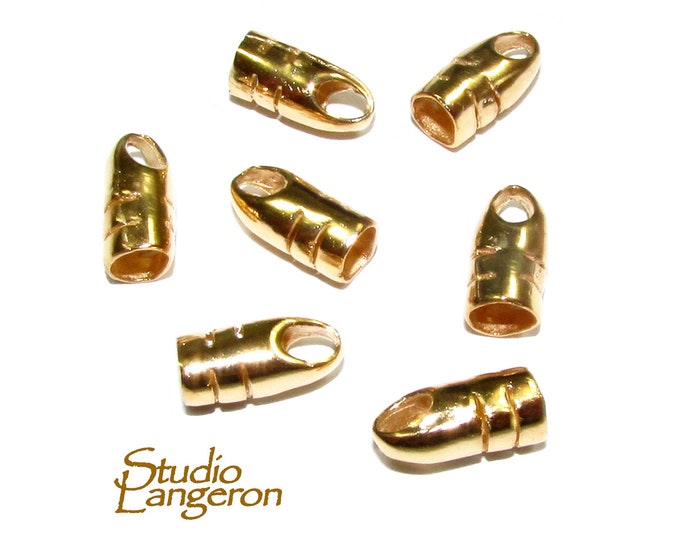14K Gold filled End Caps size 3.0 mm, End caps for cord, Gold filled end cap, End caps, Gold Filled, Jewelry making - 1 pair (2 piece)