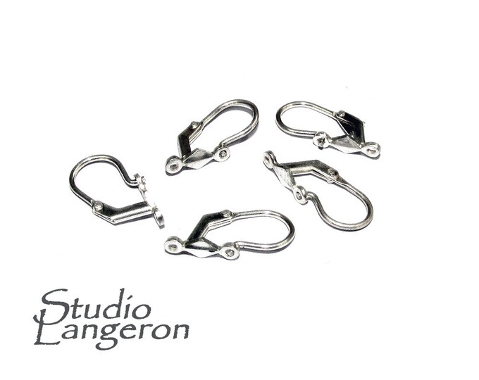 925 Sterling Silver Lever-Back Ear Wire with Closed Ring, Earrings components, Silver earrings, Jewelry making - 1 pair (2 pieces)