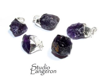 SALE!  Natural Amethyst, pendant size 10mm, Natural Amethyst, Natural Gemstone, Jewelry making - 5 pieces