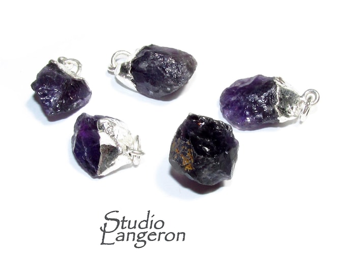 SALE!  Natural Amethyst, pendant size 10mm, Natural Amethyst, Natural Gemstone, Jewelry making - 5 pieces