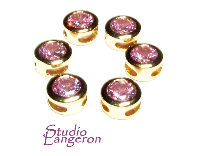 14K yellow gold filled decorative round beads with rose topaz size 5.4x3.2 mm, Jewelry making, Gold filled beads, rose topaz - 1 piece
