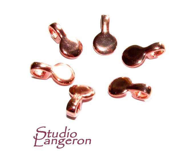 14K Rose gold filled small round Glue-on Pendant Bails, Jewelry making, bail with loop, Bail, Bail rose gold filled, Bail finding - 1 piece