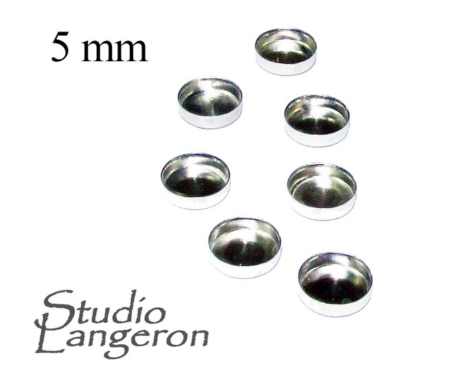 10 pcs/Pkg size 5.0 mm Sterling Silver Bezel Cups Round shapes, Bezel cup, Silver bezel cup, Round bezel cups, Silver 925, Sterling silver