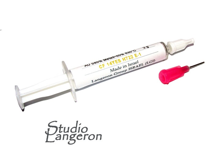 Solder paste for 14K yellow gold, easy, 2 grams, solder syringe yellow gold, Solder yellow gold 14K, Jewelry making - 1 piece
