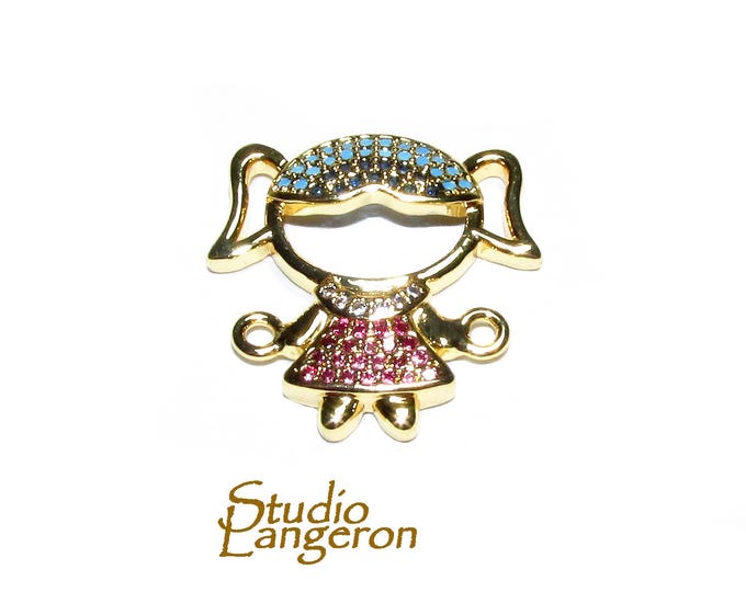 14K Gold filled bracelet connector girl size 20x20mm, gold filled link component, Jewelry making, Gold filled, Connector girl - 1 piece