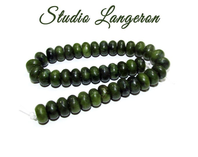 SALE!  Natural nephrite Beads Rondelle 5x8mm 1 strand 20cm long (About 35 beads), Natural nephrite, Jewelry making - 1 strand
