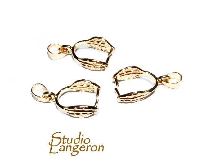 14K Yellow Gold Filled Decorative Large Pinch Pendant Bail size 24.0x11.0mm, Jewelry Making, Bail gold filled - 1 piece