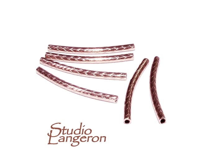 14K Rose Gold Filled textured Curved Tube bead size 1.5x20mm, tube gold filled, Jewelry making, tube beads gold filled - 1 piece