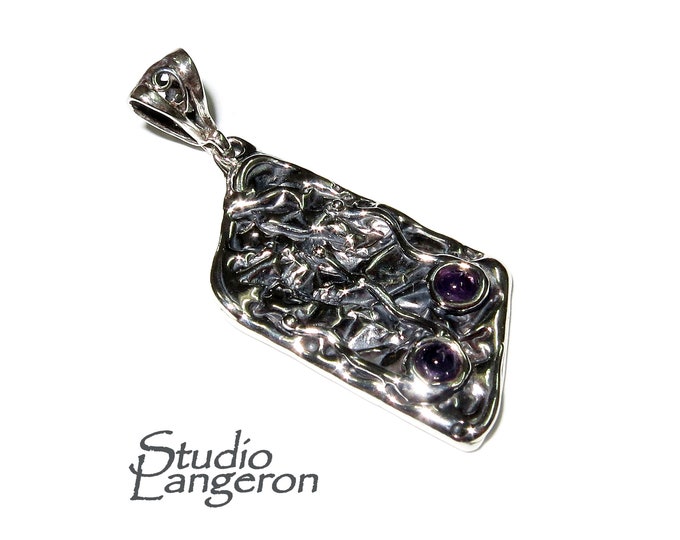 Amethyst purple pendant 925 sterling silver size 2.5x1.5 cm, 100% handmade, single copy, Natural Amethyst, Handmade pendant, Purple Gemstone