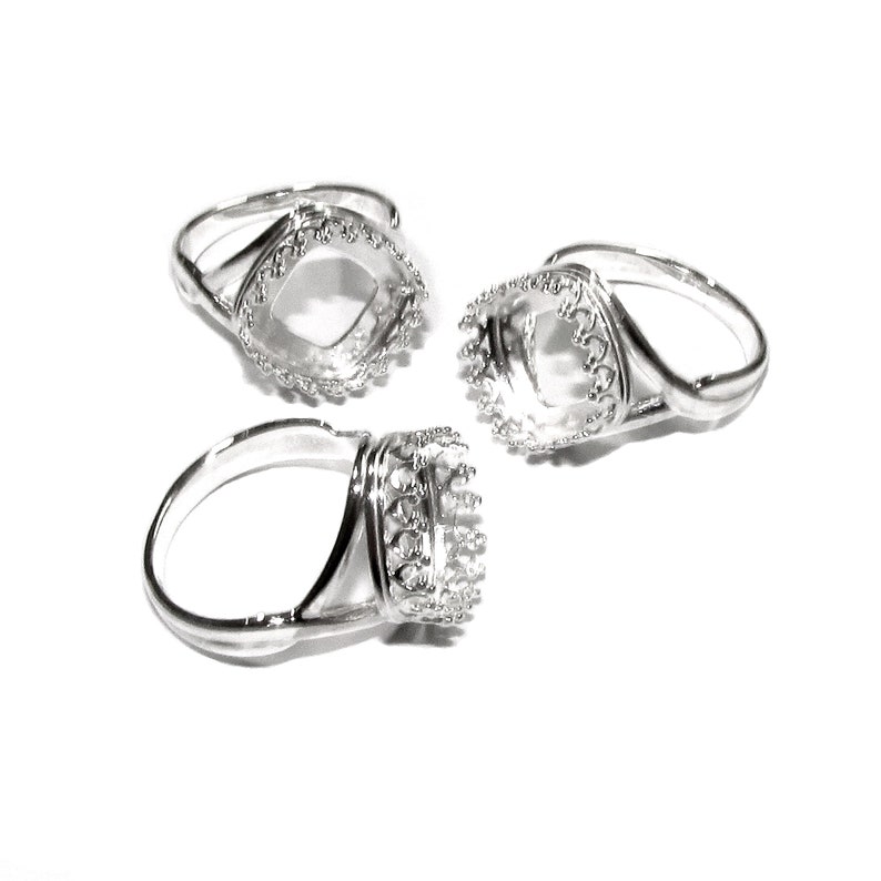 jewelry making 6 setting 12x12 mm 925 sterling silver blank ring with cushion bezel cup size 5 8 7 1 piece base ring bezel cup