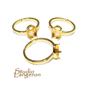 14K Yellow gold filled open blank ring with bezel cup 6x8 mm, base ring, Setting, bezel cup, jewelry making, ring gold filled - 1 piece