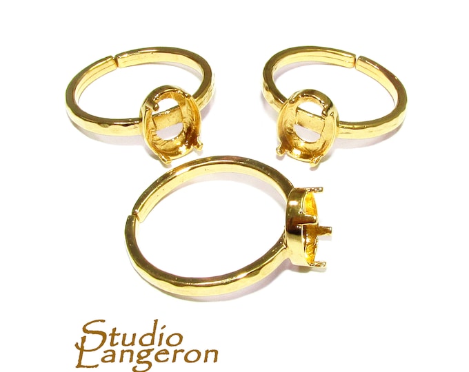 14K Yellow gold filled open blank ring with bezel cup 6x8 mm, base ring, Setting, bezel cup, jewelry making, ring gold filled - 1 piece