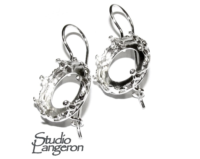 18 mm 925 sterling silver blank earrings with bezel cup, Jewelry making, Setting, bezel cup, base earrings, 925 silver - 1 pair (2 pieces)
