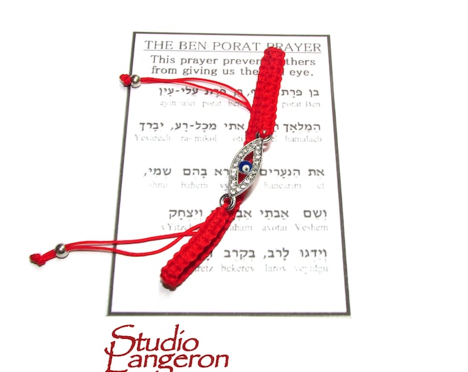 Red string bracelet, Red bracelet with prayer, Jerusalem, Judaism, Red string from Israel, Ben Porat prayer, Jerusalem, Israel, Evil eye