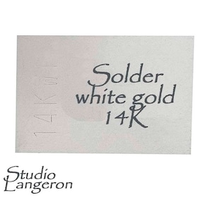 14K WitGouden Plaat Soldeer 28 Ga, Sieraden maken, solderen wit goud, sheet goud, massief goud, soldeer goud - 1 gram (50x2 mm)