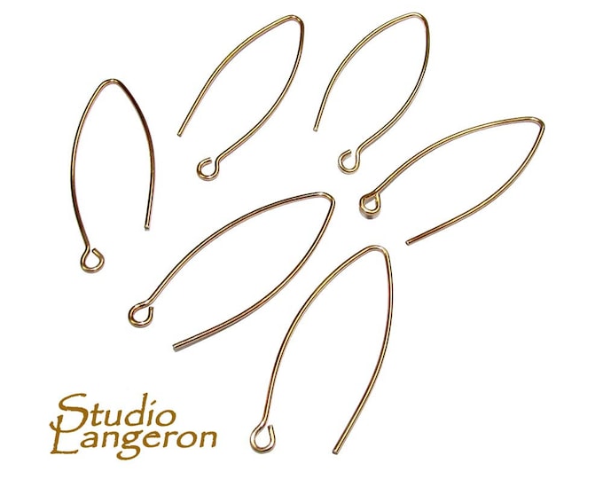 14K Yellow Gold Filled Small Marquise Ear Wire with open Ring, Earrings gold filled, 14K Gold filled, Jewelry making - 1 pair (2 pieces)