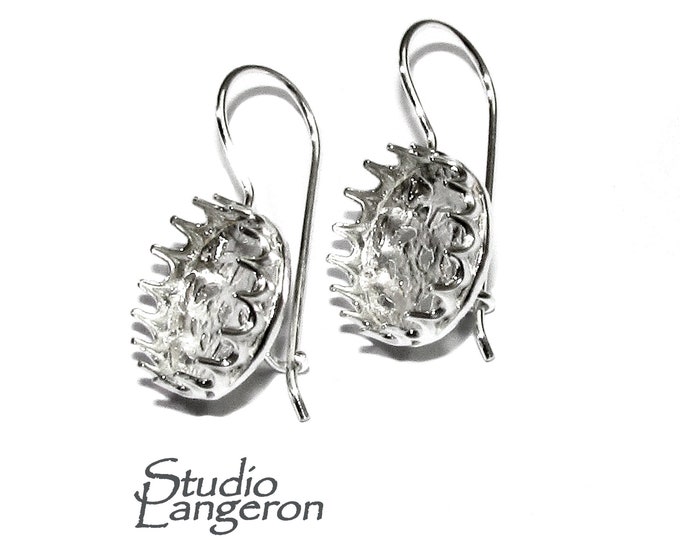 12 mm 925 sterling silver blank earrings with bezel cup, Jewelry making, Setting, bezel cup, base earrings, 925 Silver - 1 pair (2 pieces)