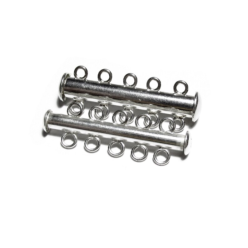 Multi Loop Clasp 925 Sterling Silver Tube Bar Clasp 5-hole Size 4.3x32 Mm, Silver Clasps ...