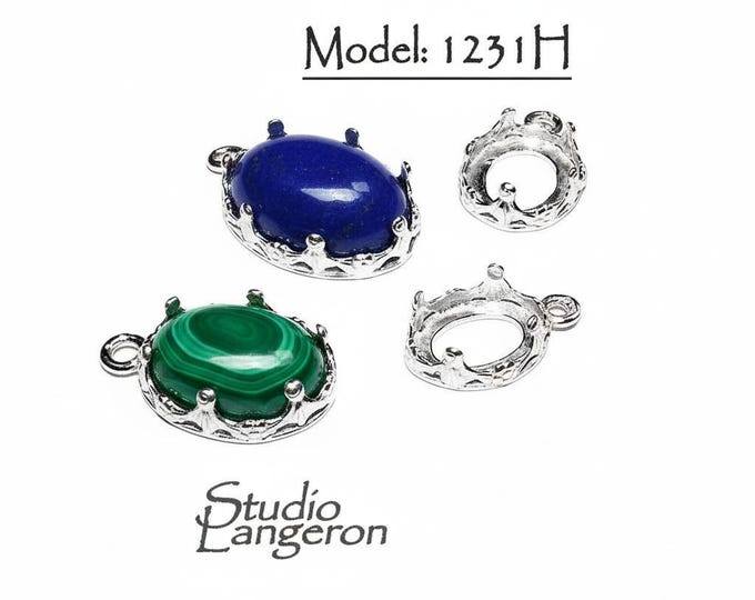 925 Sterling Silver Oval Bezel Cups, model 1231H, sizes 8x10 - 13x18mm, Bezel cup, Setting silver, Oval bezel cup, Jewelry making - 1 piece