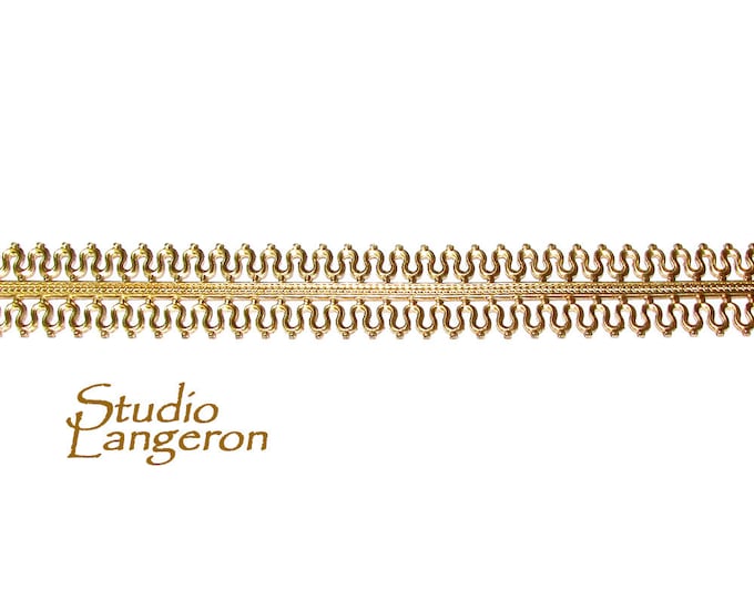 14K Yellow Gold filled Gallery wire, Bezel wire, Gallery ribbon, Gallery pattern, Gold Filled Wire, Jewelry making, Setting - 4 inch (10 cm)
