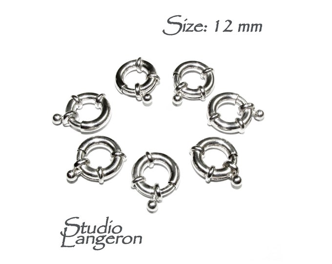 925 Sterling Silver Spring ring Clasps sizes 12 mm, Spring ring clasp, Jewelry making, Sterling silver, 925 Silver clasp, Clasp - 1 piece