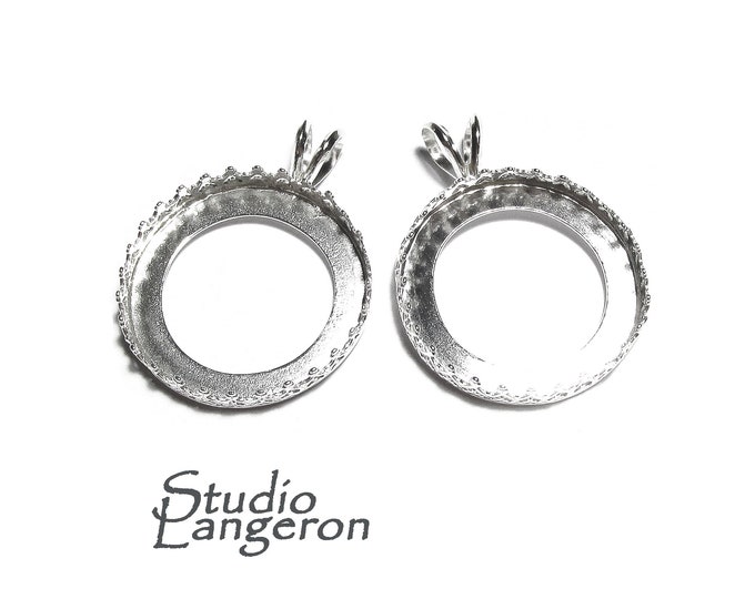 24 mm size 925 Sterling Silver blank pendant, Bezel cup, Jewelry making, Setting, Round bezel cup, Base pendant, Silver pendant - 1 piece
