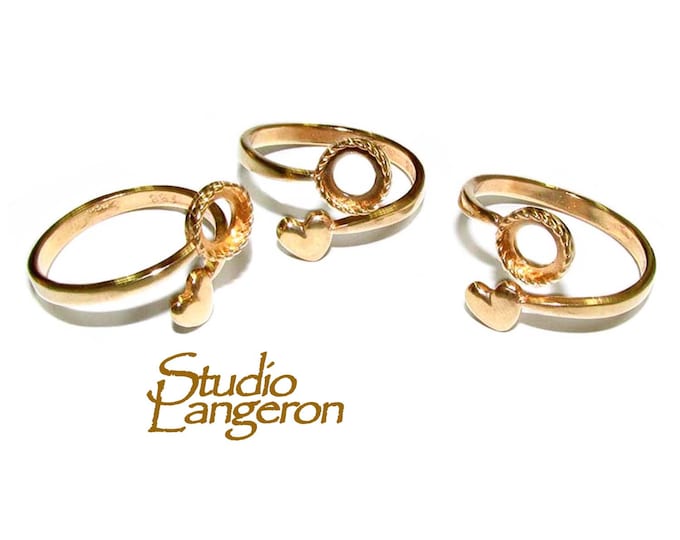14K Yellow gold filled open blank ring with bezel cup 6 mm, base ring, Gold filled ring, bezel cup, Setting, Jewelry making - 1 piece