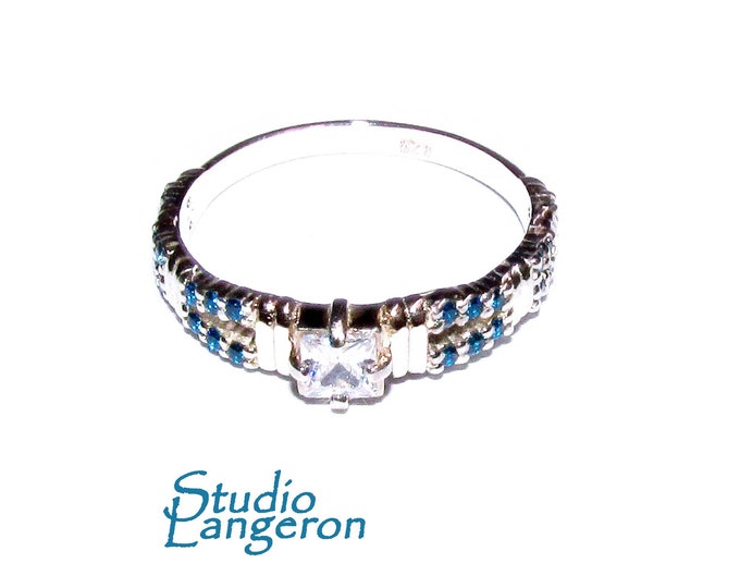 Blue topaz ring 925 sterling silver size 7 1/2, Handmade ring, single copy, sterling silver, Blue topaz ring, silver ring, gemstone