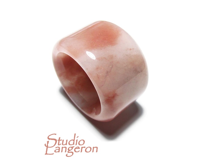 Natural Golden Silk Jade band Ring size 11, Rose Jade stone ring, Band Ring, Natural Gemstone ring, Unisex rings, Solid gemstone