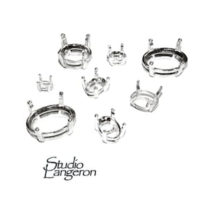 925 sterling silver Basket Oval Setting 4-Prong size 3x5 12x16 mm, Bezel cup, Jewelry making, Prong setting, Basket setting 1 piece image 1