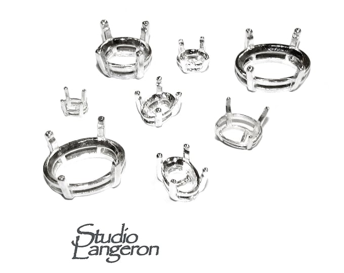925 sterling silver Oval Basket 4-Prong Setting size 3x5 - 12x16 mm, Bezel cup, Jewelry making, Prong setting, Basket setting - 1 piece