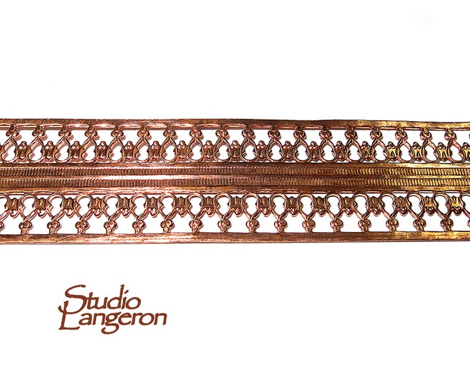Natural Copper Bezel wire, Gallery wire, Gallery ribbon, Gallery pattern, Natural Copper, Copper wire, Jewelry making  - 4 inch (10 cm)