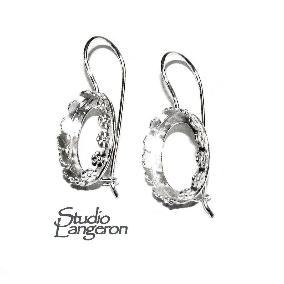 13x18 Mm Size 925 Sterling Silver Blank Earrings With Bezel Cup