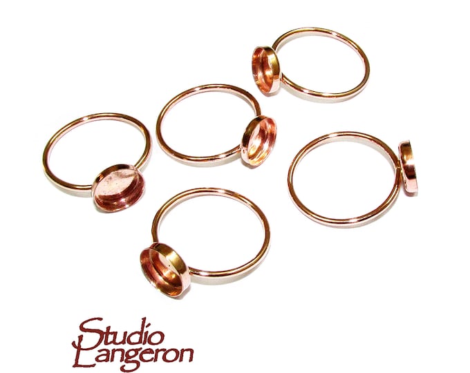 14K Rose gold filled blank ring with bezel cup 8 mm size 4, 5, 6, 7, 8, Base ring, Gold filled ring, Jewelry making, Setting, Ring - 1 piece